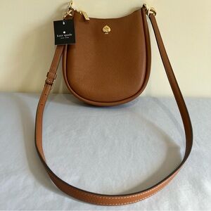 Kate Spade Light Brown Small Kayla Swingpack Crossbody Bag with Gold Accents